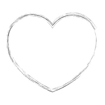 Heart contour vector. Black hand drawn love icon  isolated on white background . Paint brush stroke heart icon. eps10