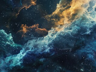 Wall Mural - A colorful galaxy with blue, orange, and yellow clouds