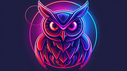 Canvas Print - an Owl with neon elements