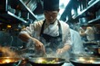 © senyumanmu - chef in a busy kitchen plate a culinary masterpiece