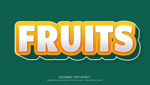 fruits editable 3d text effect template bold typography and abstract style drinks logo and brand