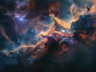 Wall Mural - A colorful galaxy with a large orange cloud in the middle