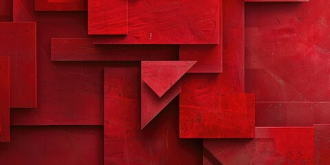 Wall Mural - A red background with red squares and triangles