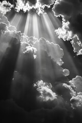 Wall Mural - the sky is filled with clouds and the sun is shining through them