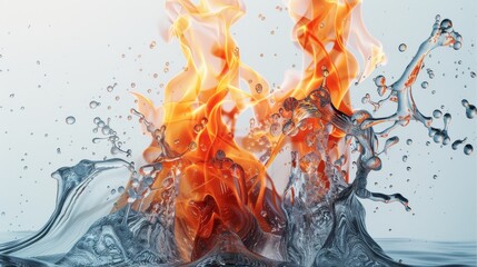 Poster - Fire and ice, white background. Generative AI.
