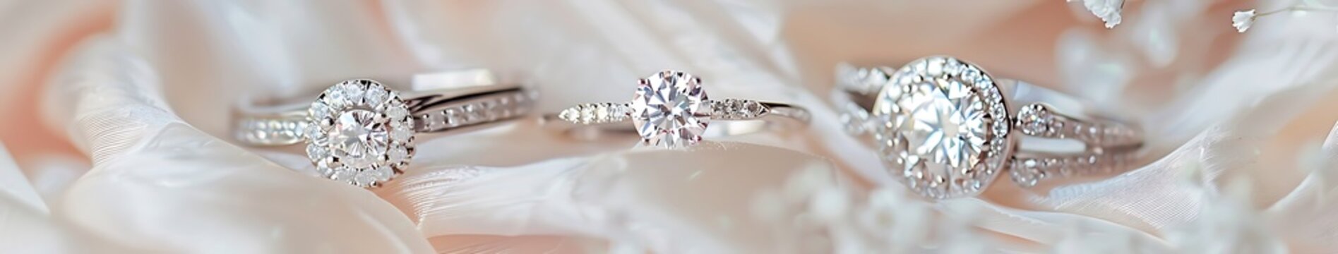 Design diamond rings on white dress