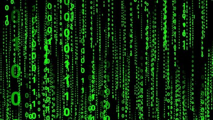Wall Mural - looping matrix style cyrillic binary code rain effect. abstract number scrolling across the screen,d