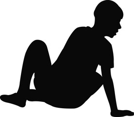 Wall Mural - a boy lying down, silhouette vector