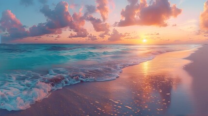 Captivating Sunset Serenity on a Pristine Tropical Beach