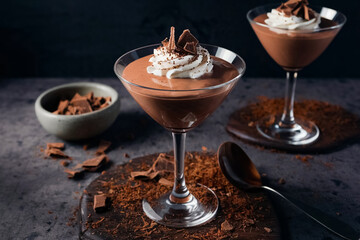 Wall Mural - A rich and velvety chocolate mousse served in a martini glass