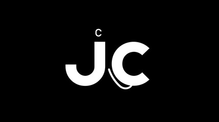 Wall Mural - alphabet letter jc j c black and white logo icon design, Generative AI