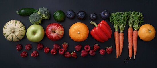 Wall Mural - Selection of ripe fruits and crisp vegetables