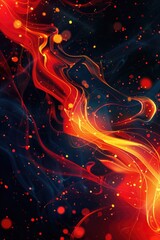 Poster - A red flame with a black background