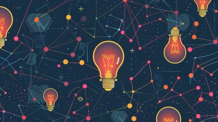 Wall Mural - Energy-efficient light bulb icon on a tech-themed pattern