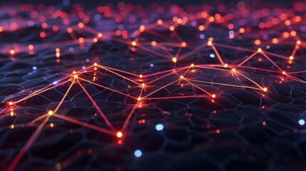 Wall Mural - Futuristic network with glowing nodes and connections