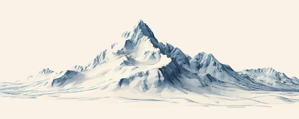 Wall Mural - Mountain | Minimalist and Simple Line White background - Vector illustration