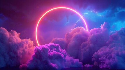 Wall Mural - a purple and blue sky with a glowing circle in the middle