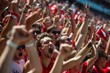 © ChaoticMind - An energetic crowd of sports fans cheering in a stadium, showcasing camaraderie and team spirit