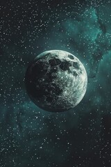 Wall Mural - a large, dark blue moon is surrounded by a sea of stars