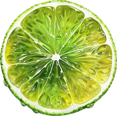 Wall Mural - Fresh Lime Slice with Droplets.