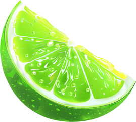 Wall Mural - Fresh Lime Wedge With Water Drops.