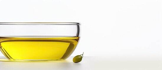 Wall Mural - A copy space image of olive oil against a blank white backdrop
