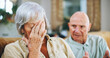 © peopleimages.com - Senior couple, talking and angry for conflict or fighting at home, stress and toxic relationship or marriage. Old people, speaking and frustration for divorce or breakup, unhappy and jealousy or fail