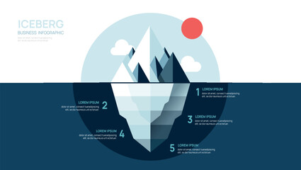 Iceberg infographic template for business. Modern 4 steps to success template vector infographics.