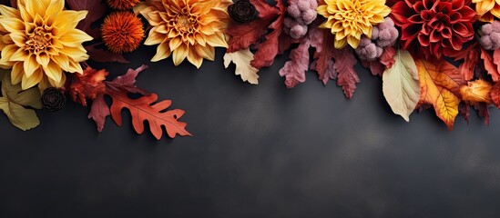Wall Mural - Autumn themed floral background with a natural composition providing ample copy space for additional content