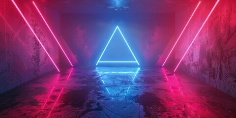 Wall Mural - A neon colored room with a triangle in the middle