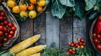 Canvas Print - Fresh vegetable corn displayed on a wooden table