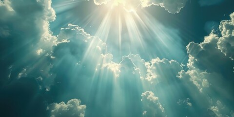 Wall Mural - the sky is blue with a few clouds and the sun is shining brightly