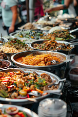 Wall Mural - Colorful Thai Street Food Stall Offering Spicy Delights  