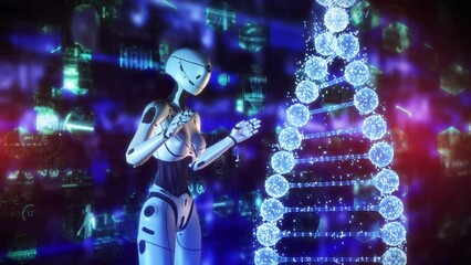 Wall Mural - dna science research conducted by artificial intelligence.