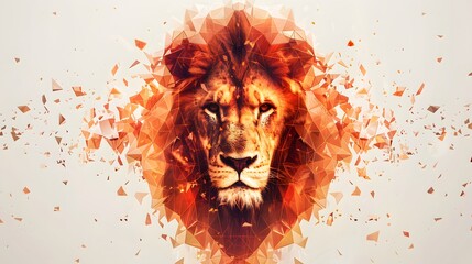 low poly lion head vector illustration on white background