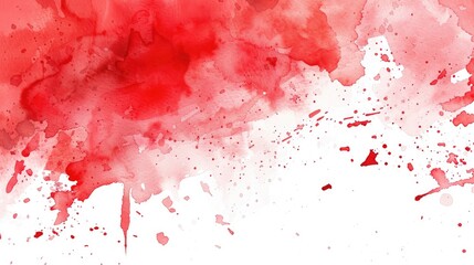 Wall Mural - Watercolor background with splattered aquarelle paint in red hues on a white background
