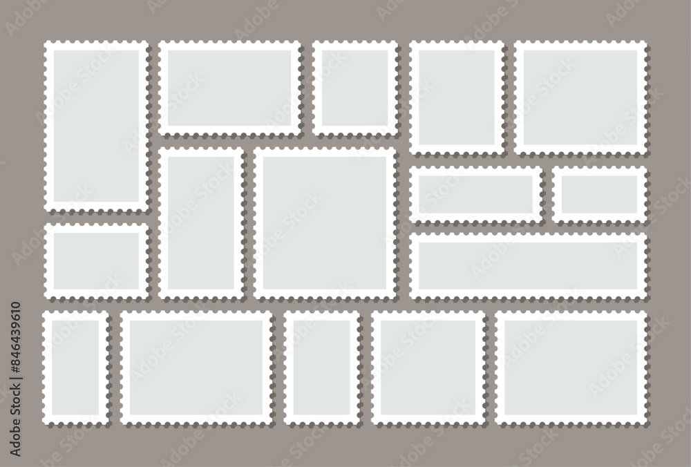 Collection of postage frames. Set of postmarks for mail letter. Empty ...