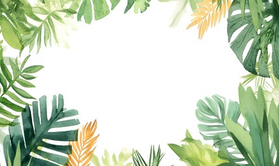 Wall Mural -  watercolor tropical forest background, Generative AI