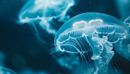 Translucent Beauty: Close-up of Jellyfish Tentacles Underwater