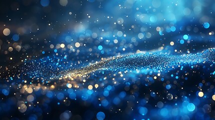 shimmering particles on a bright blue background
