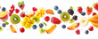 © reels - A vibrant assortment of fresh fruits including strawberries, kiwi, pineapple, blueberries, and more, showcasing a colorful and healthy selection.