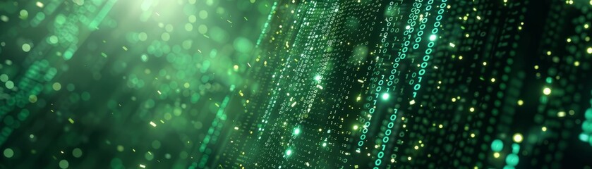 Abstract Green Binary Code Background.