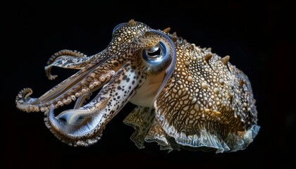 Cuttlefish Feasting on Fish: Captured in Stunning Black Isolation - AR 7:4