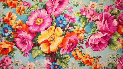 Retro floral print in vibrant colors