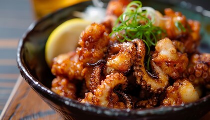 Wall Mural - Japanese Izakaya Delight: Crispy Deep-Fried Sea Octopus