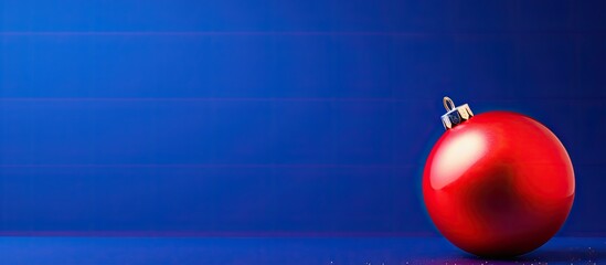 Aufkleber - The image features a stunning blue Christmas ball placed on a vibrant red background creating a captivating copy space image