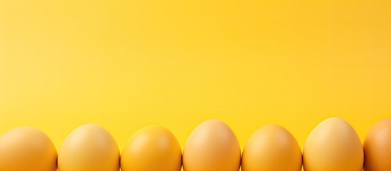 Aufkleber - Yellow pastel background with Easter eggs and copy space image