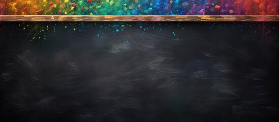 Poster - The image depicts a chalkboard covered in colorful crayon marks representing the concept of learning in a school environment It provides a visual representation of education and the use of a traditio