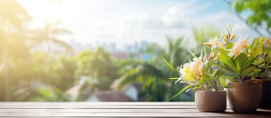 Poster - Blur nature background with balcony and terrace Copy space image
