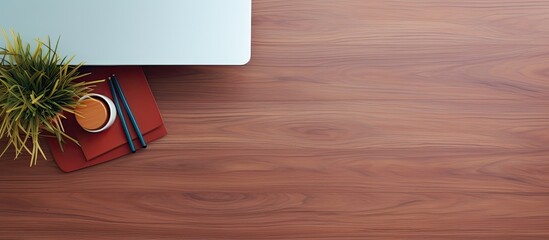 Aufkleber - Hero header Concept Office desk table with computer office s supplies Top view with copy space